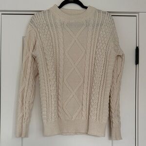 Aelfric Eden Beige Cable Knit Crewneck Sweater